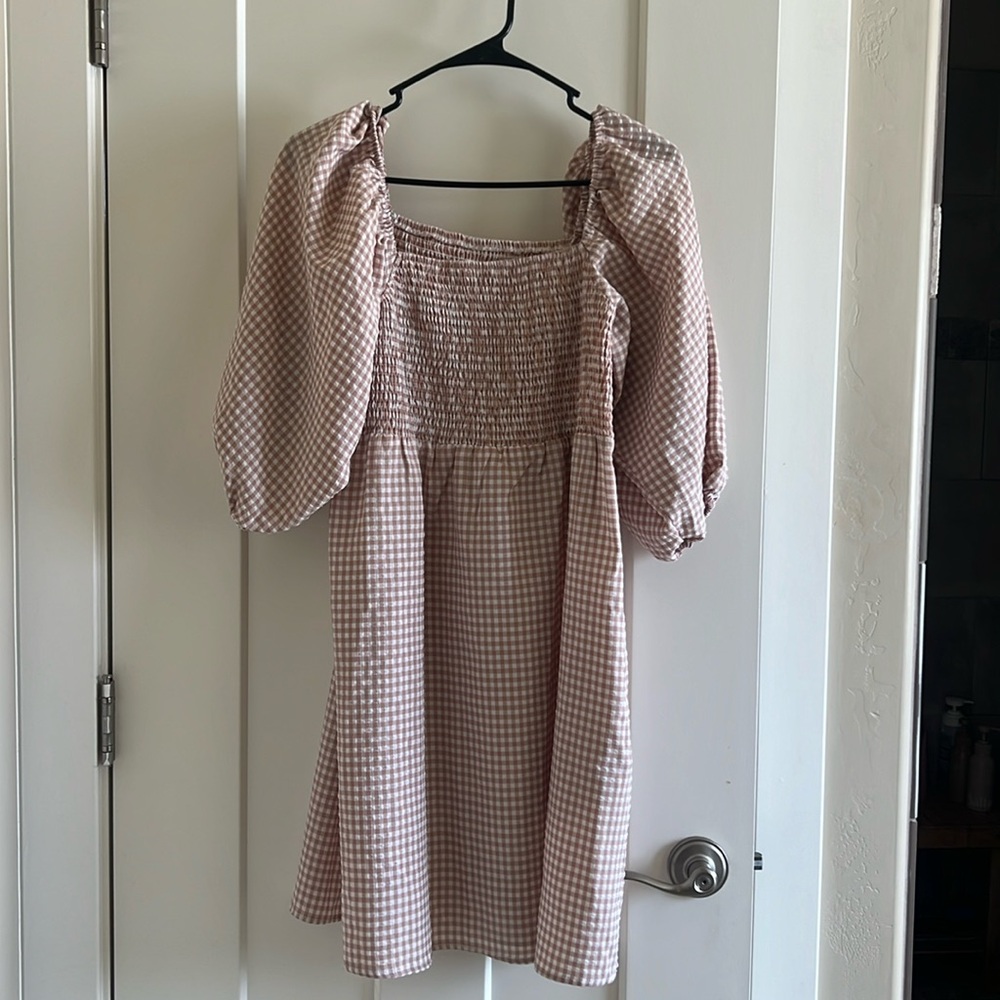 Gingham pink dress